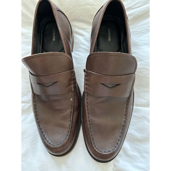 Lands\' End Men\'s Brown Leather Low Top Classic Penny Loafers Shoes Size 9.5